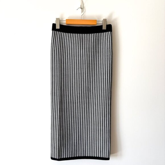 Aritzia Babaton Sculpt Knit Bodycon Tube Midi Skirt Black White Medium - Picture 4 of 8